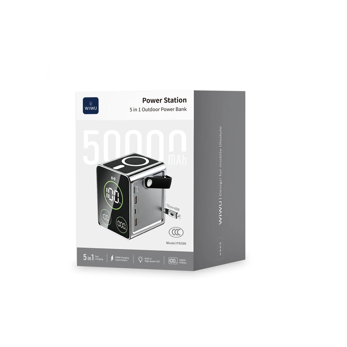 WiWU 50000mAh Power Station with 100W PD Fast Charging & 15W Wireless Charging