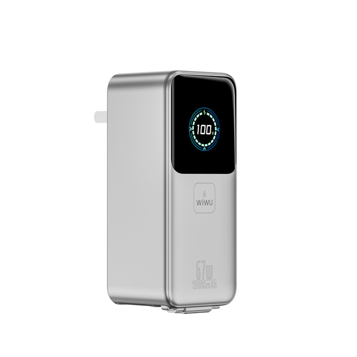 WiWU 15000mAh Power Mega — 2-in-1 GaN Charger & Power Bank for Global Power Needs