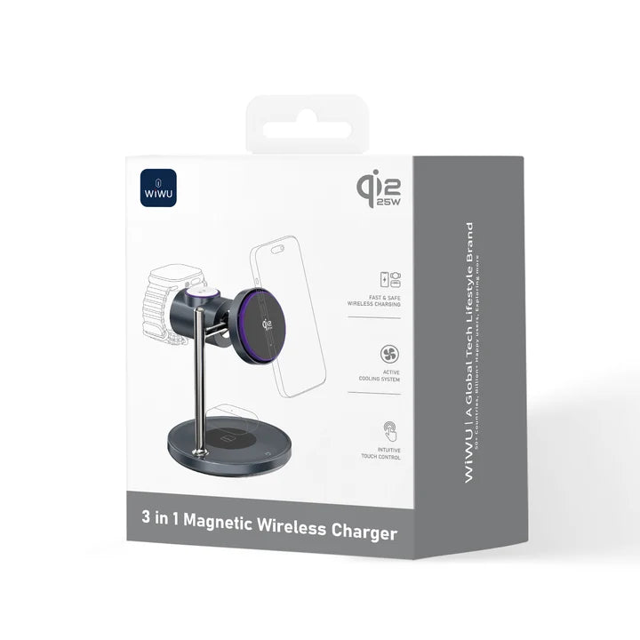 WiWU Space Station 3-in-1 Air-cooled Wireless Charger  Qi2.2 25W
