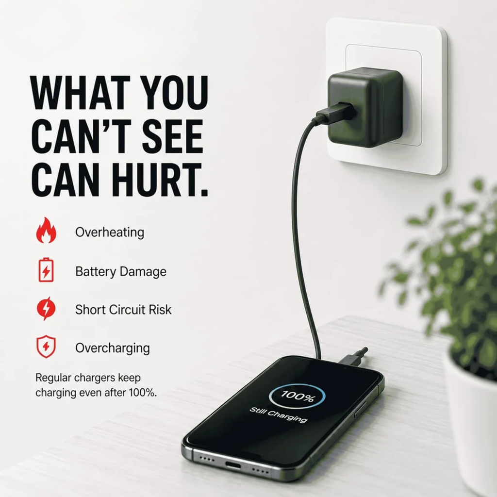 Eject: Type-C Smart Auto Cut-Off Charging Adapter with Automatic Power Disconnect & Battery Protection