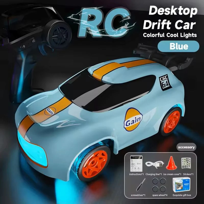 Mini RC Desktop 4WD Drift Car 1:64 Scale RC High-Speed Electric Remote Control Racing
