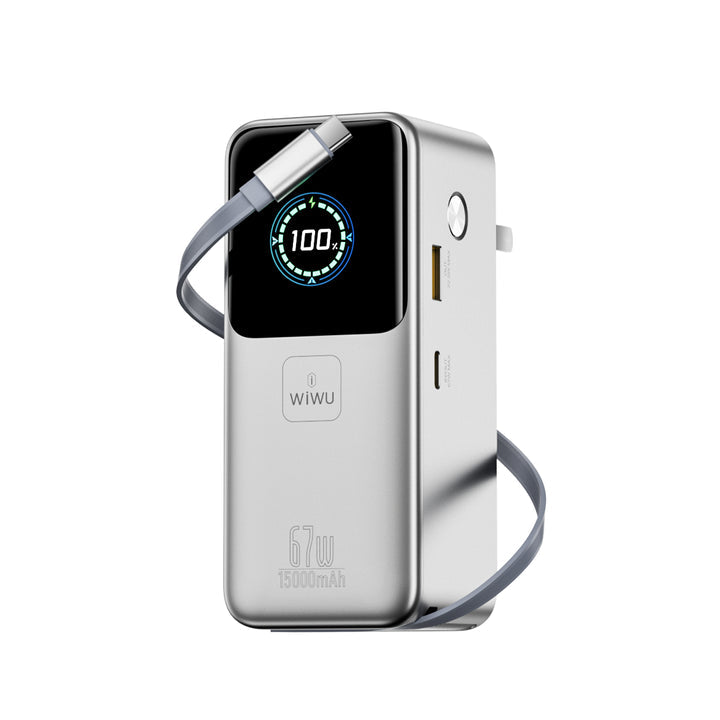 WiWU 15000mAh Power Mega — 2-in-1 GaN Charger & Power Bank for Global Power Needs