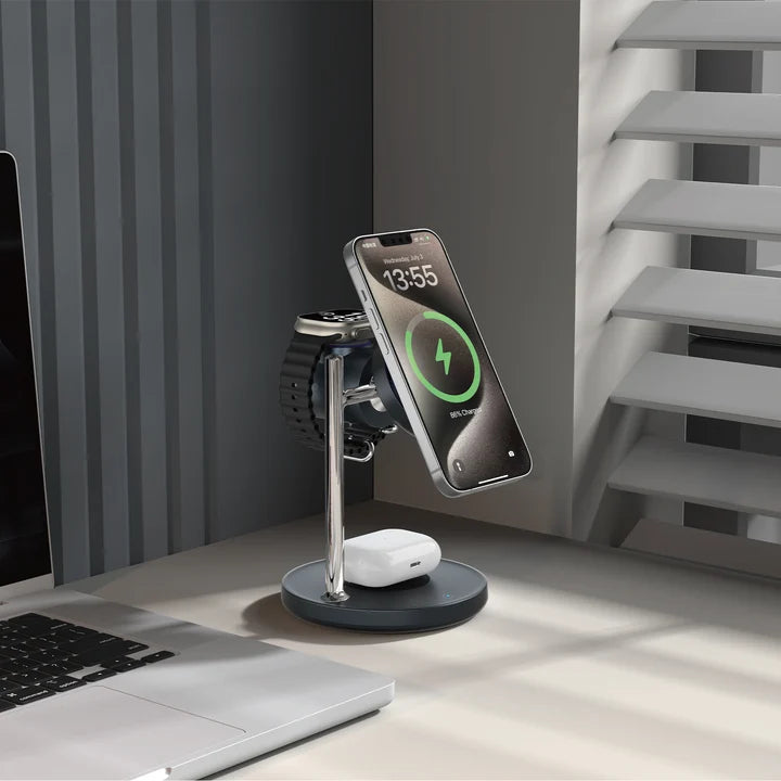 WiWU Space Station 3-in-1 Air-cooled Wireless Charger  Qi2.2 25W