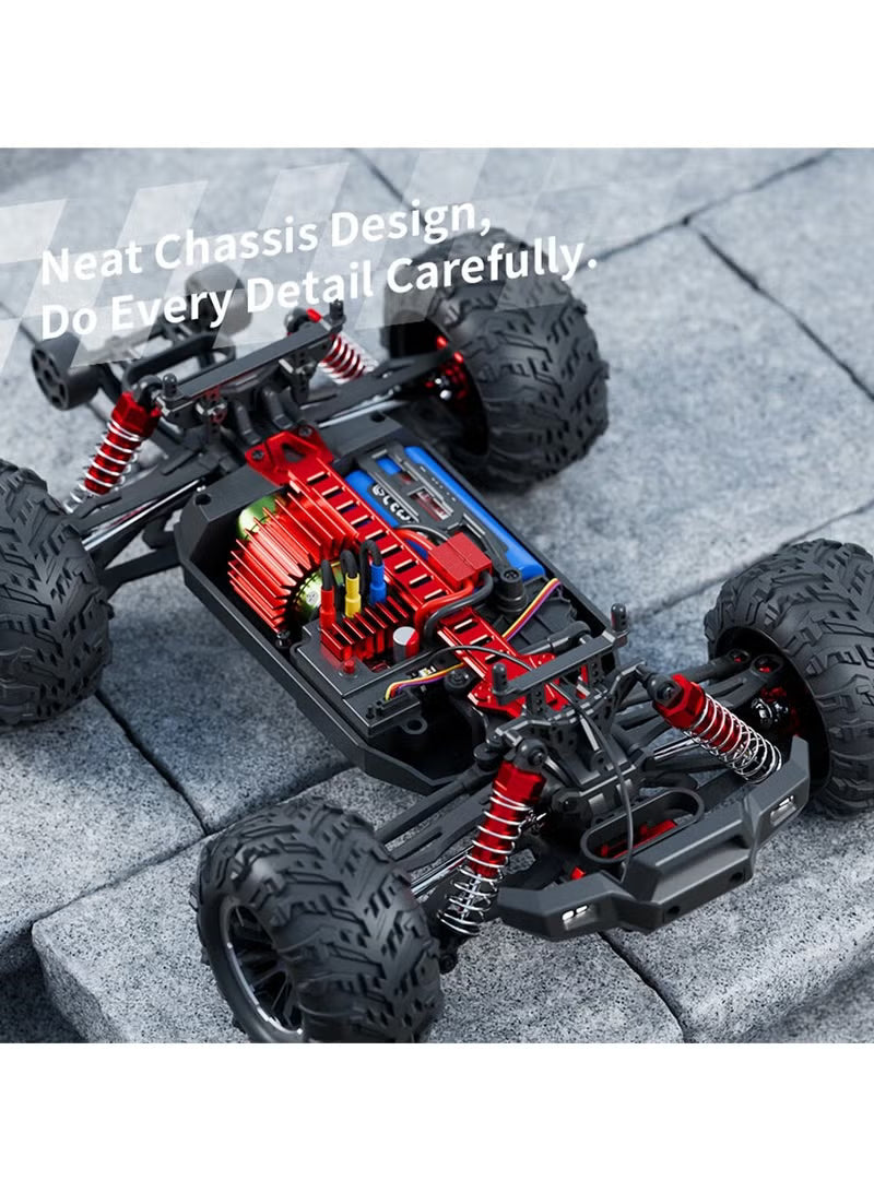 Wild Storm HW-8810 High-Speed RC Car | 1:16 Scale Brushless Off-Road Vehicle | 50km/h | 4WD | Waterproof | Metal Parts | LED Lights | Remote Control Car for Kids & Adults | All-Terrain Racing (Red)