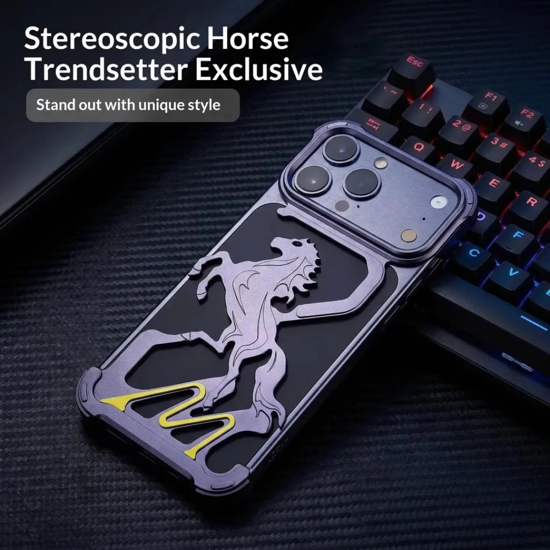 Movenchy Pegasus Horse Hollow Aluminum Alloy Metal iPhone Case