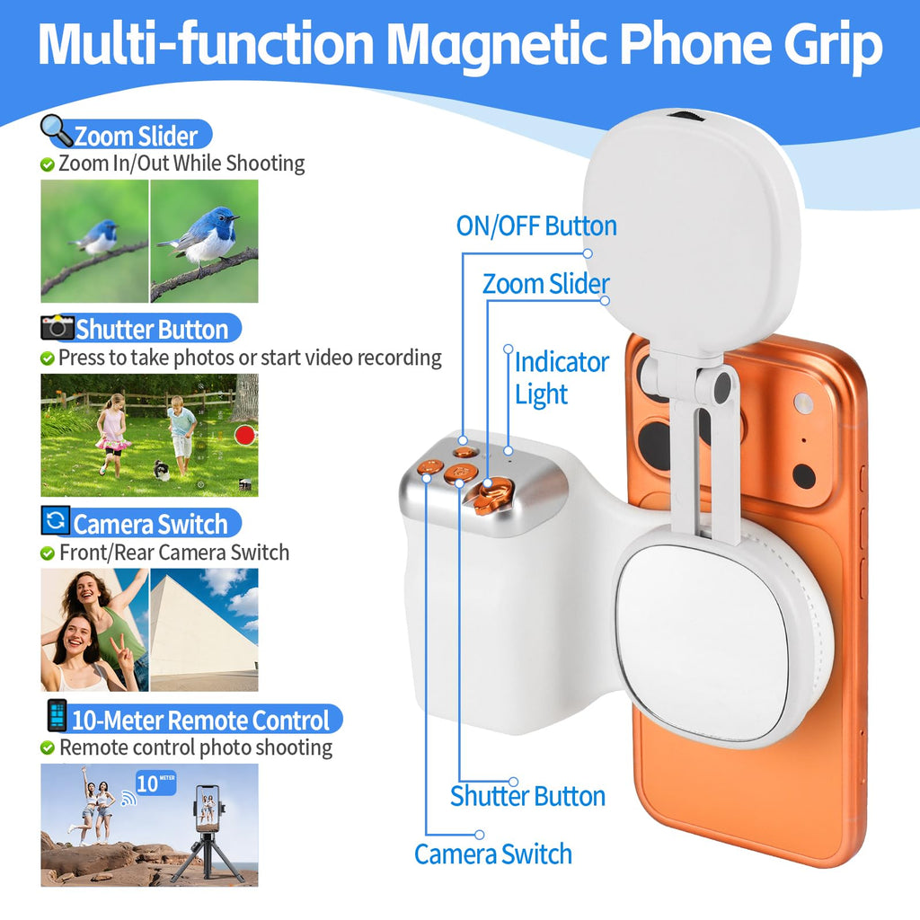 MagSafe Camera Grip with Selfie Light for iPhone & Android