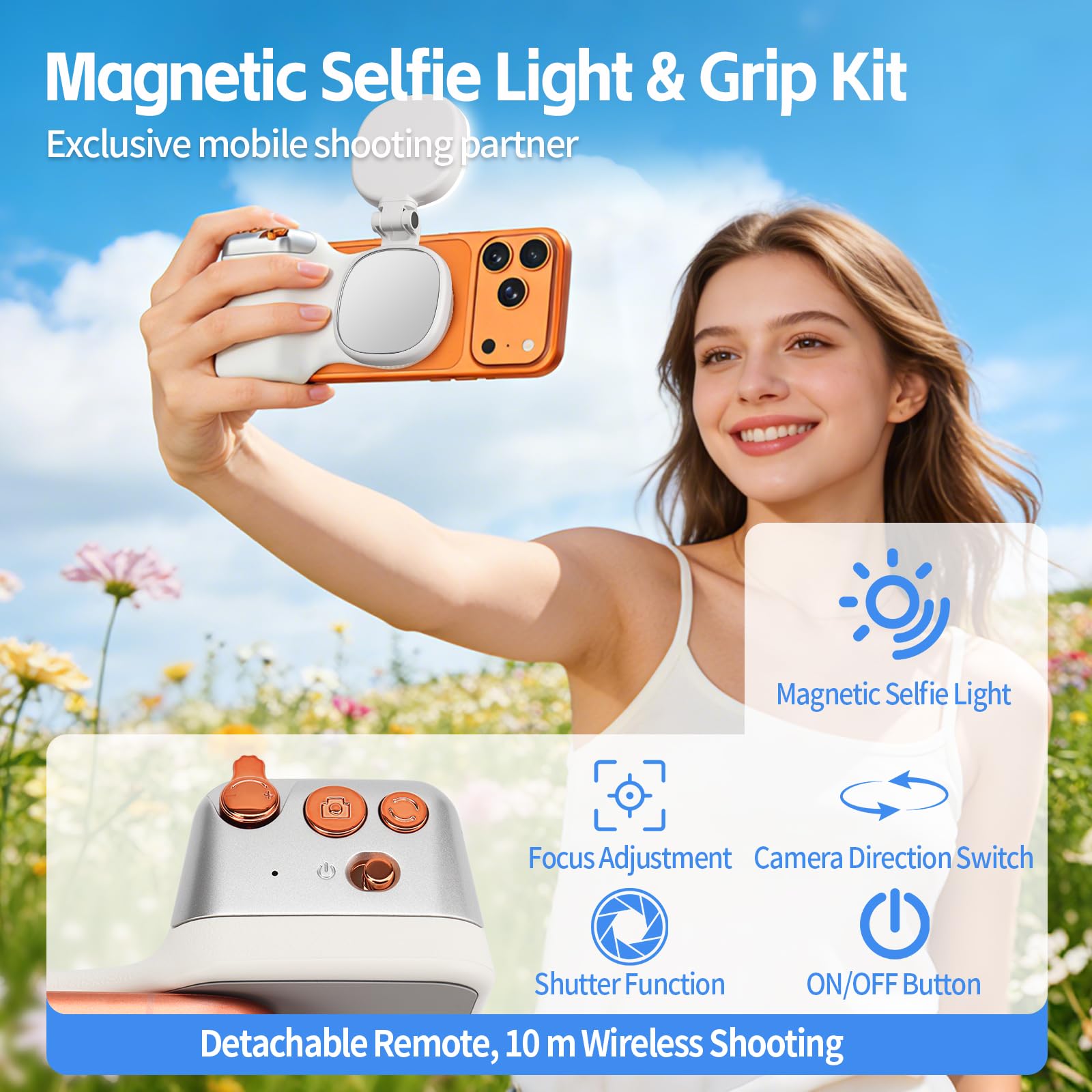 MagSafe Camera Grip with Selfie Light for iPhone & Android