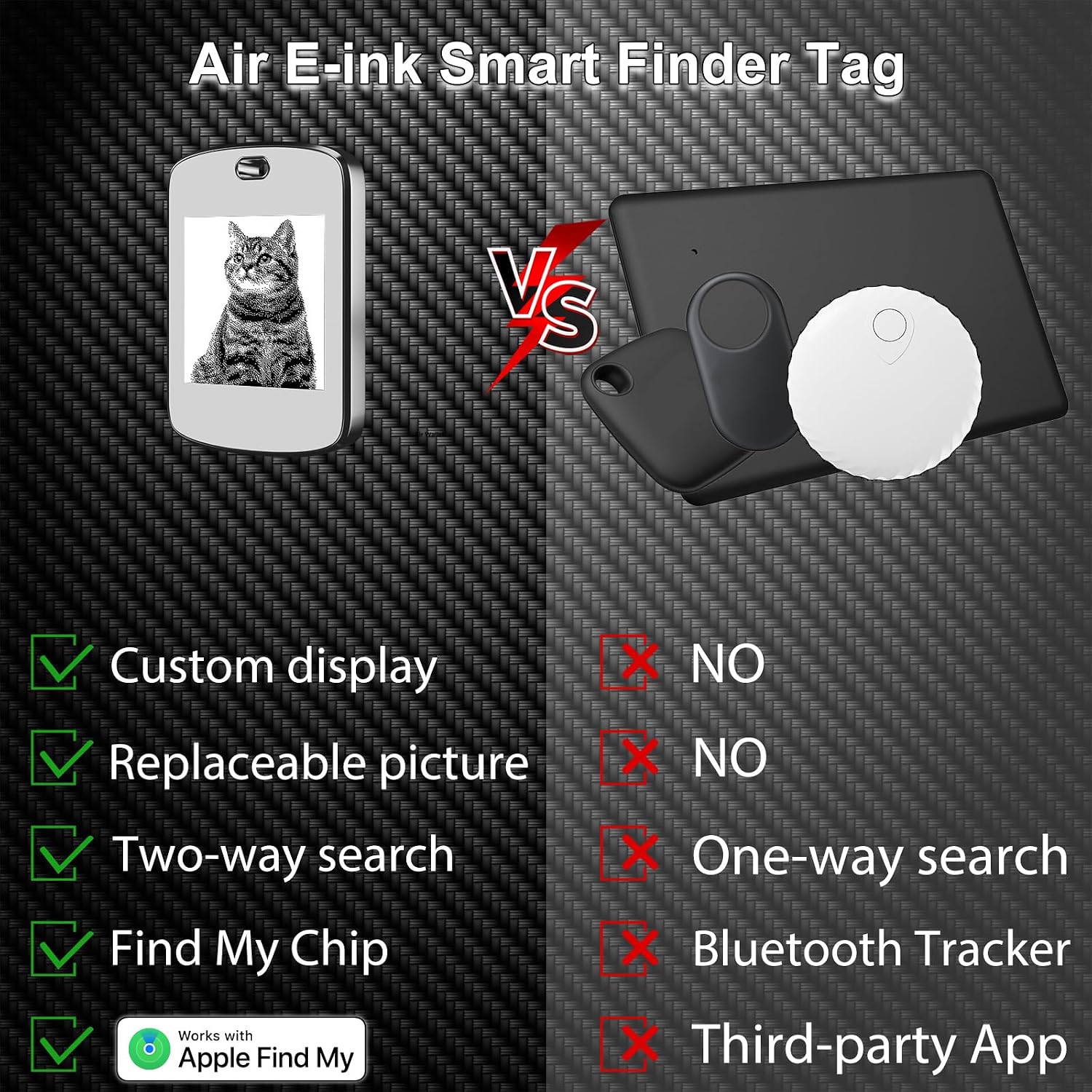 E-Ink AirTag Smart Finder Tracker with Apple Find My