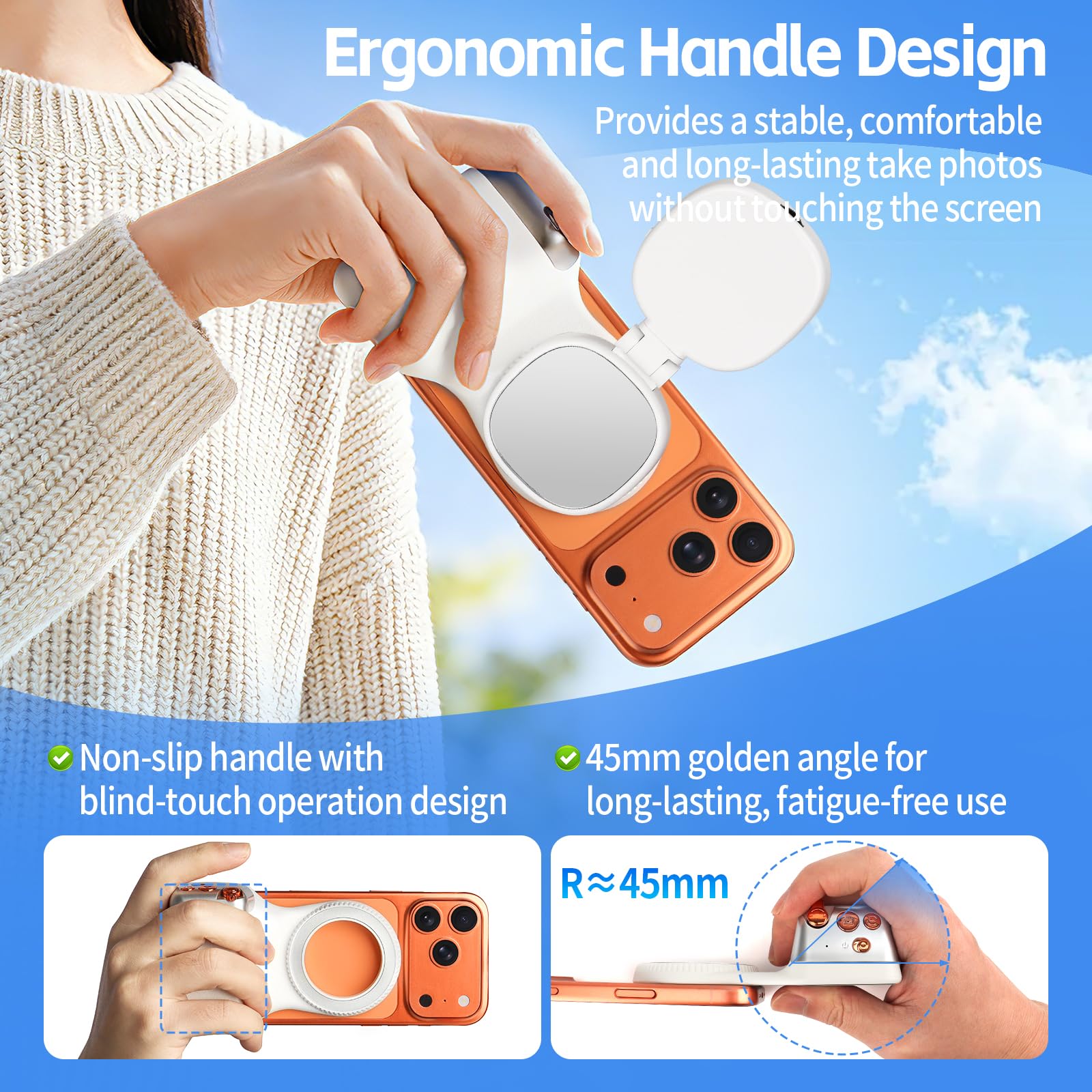 MagSafe Camera Grip with Selfie Light for iPhone & Android