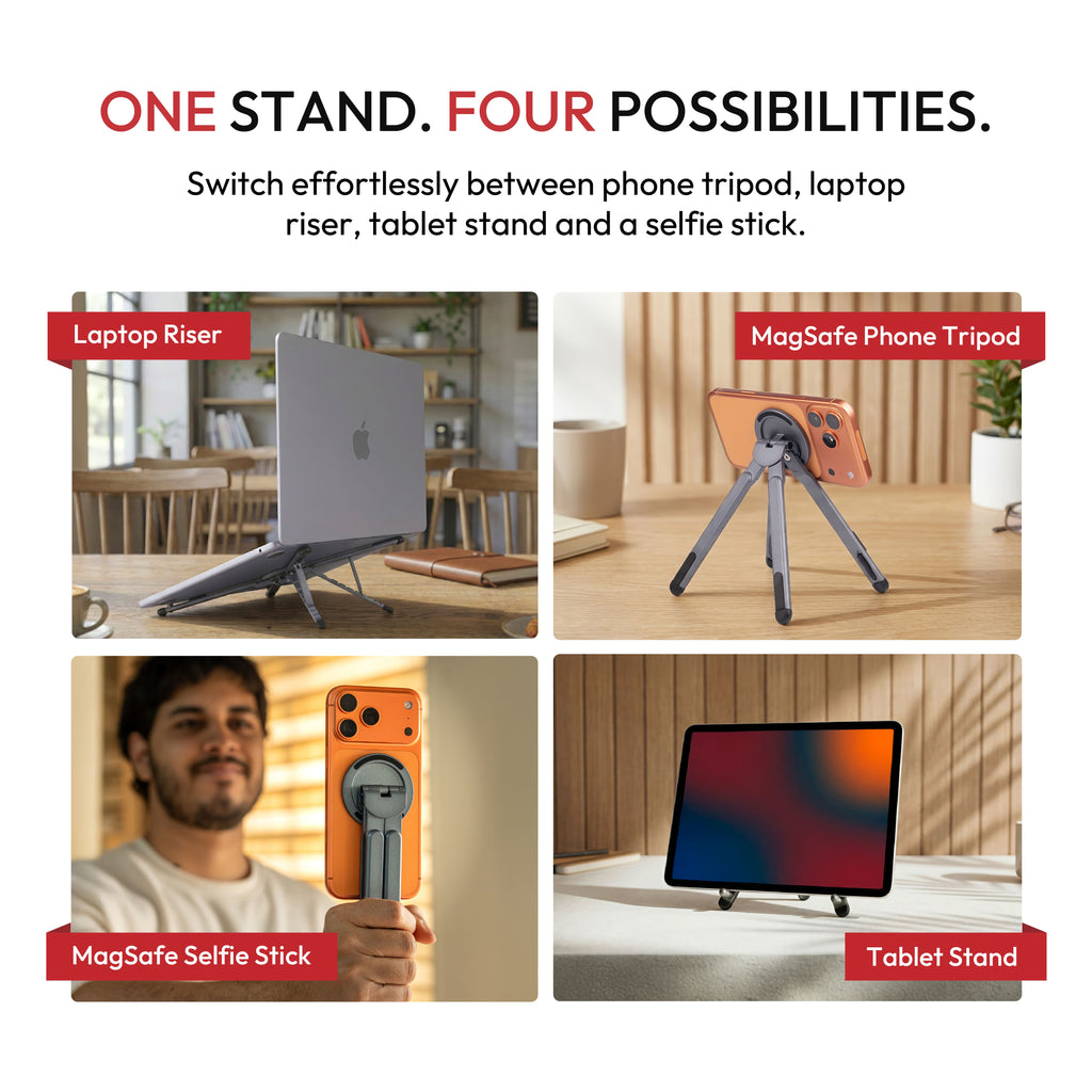 3-in-1 MagLock Stand - Laptop Riser, Phone & Tablet Stand
