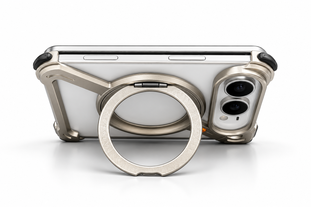iPhone Duo Titanium Shield Case with Airbag Corners, 360° Ring Stand &amp; MagSafe
