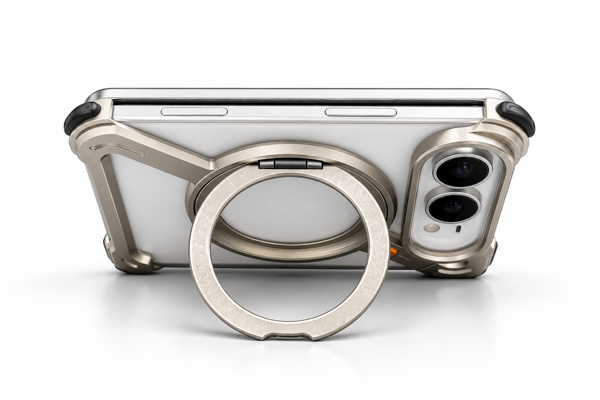 iPhone Duo Titanium Shield Case with Airbag Corners, 360° Ring Stand &amp; MagSafe