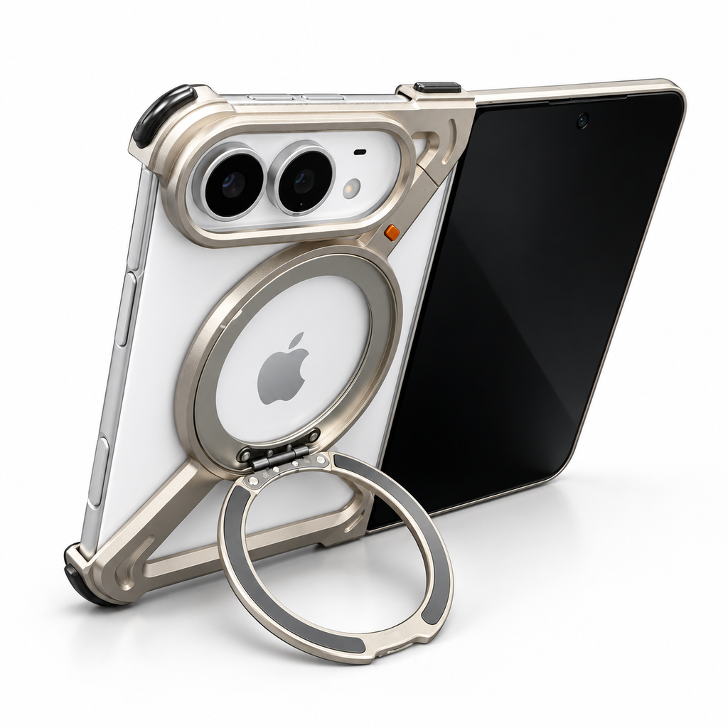 iPhone Duo Titanium Shield Case with Airbag Corners, 360° Ring Stand &amp; MagSafe
