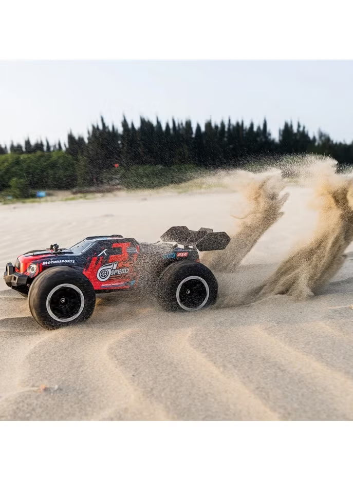Wild Storm HW-8810 High-Speed RC Car | 1:16 Scale Brushless Off-Road Vehicle | 50km/h | 4WD | Waterproof | Metal Parts | LED Lights | Remote Control Car for Kids & Adults | All-Terrain Racing (Red)