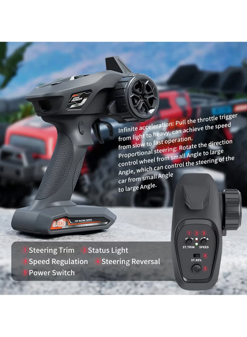 Wild Storm HW-8810 High-Speed RC Car | 1:16 Scale Brushless Off-Road Vehicle | 50km/h | 4WD | Waterproof | Metal Parts | LED Lights | Remote Control Car for Kids & Adults | All-Terrain Racing (Red)